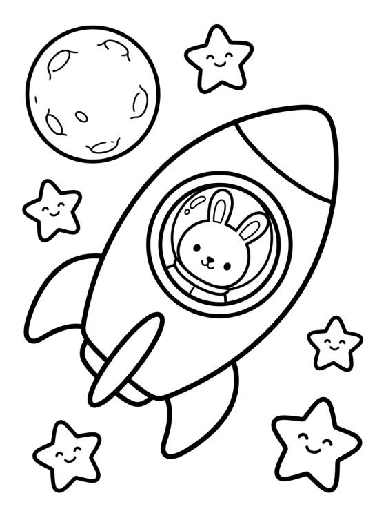 Coelhinho Astronauta no Foguete para colorir Desenho de Coelhinho Astronauta no Foguete para colorir e imprimir grátis