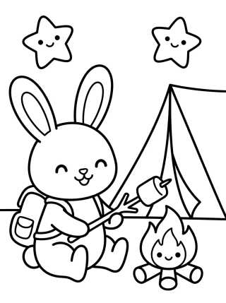 Coelhinho Mochileiro no Acampamento para colorir Desenho de Coelhinho Mochileiro no Acampamento para colorir e imprimir grátis