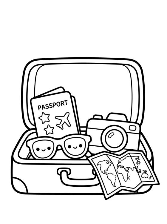 Desenho de Mala de Viagem Mágica para colorir e imprimir grátis
