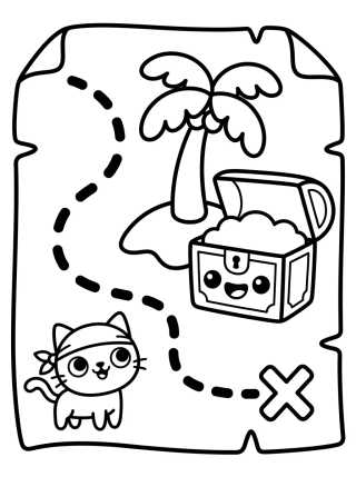 Mapa do Tesouro Pirata Fofo para colorir Desenho de Mapa do Tesouro Pirata Fofo para colorir e imprimir grátis