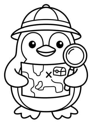 Desenho de Pinguim Explorador para colorir e imprimir grátis