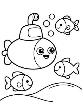 Desenho de Submarino no Fundo do Mar para colorir e imprimir grátis