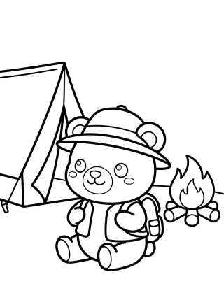 Ursinho Explorador no Acampamento para colorir Desenho de Ursinho Explorador no Acampamento para colorir e imprimir grátis