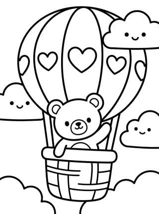 Ursinho no Balão de Ar Quente para colorir Desenho de Ursinho no Balão de Ar Quente para colorir e imprimir grátis
