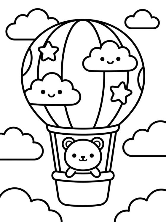 Ursinho Viajante de Balão para colorir Desenho de Ursinho Viajante de Balão para colorir e imprimir grátis