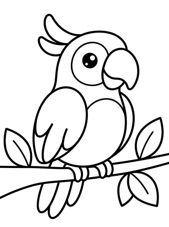 Desenho de Arara Fofa no Galho para colorir e imprimir grátis