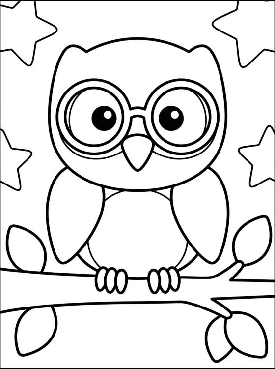 Coruja Fofa de Óculos para colorir Desenho de Coruja Fofa de Óculos para colorir e imprimir grátis