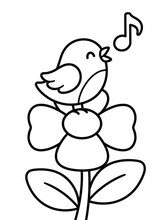 Passarinho Cantando na Primavera para colorir Desenho de Passarinho Cantando na Primavera para colorir e imprimir grátis