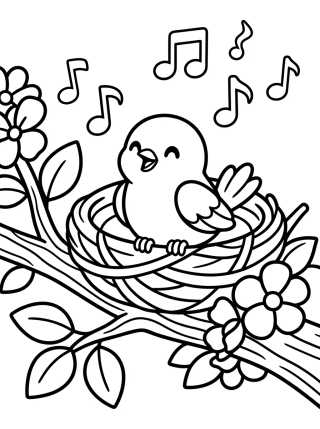 Passarinho no Ninho para colorir Desenho de Passarinho no Ninho para colorir e imprimir grátis