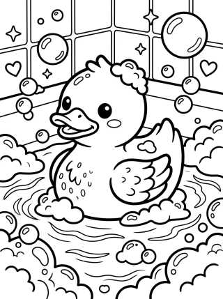 Desenho de Patinho de Borracha na Banheira para colorir e imprimir grátis