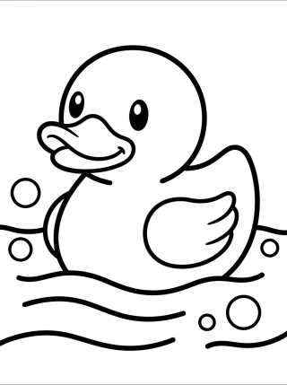 Desenho de Patinho Fofo na Lagoa para colorir e imprimir grátis