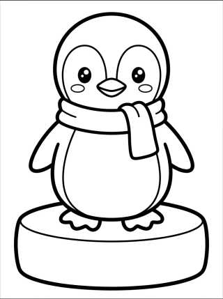 Pinguim Bebê de Cachecol para colorir Desenho de Pinguim Bebê de Cachecol para colorir e imprimir grátis