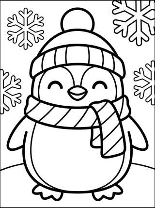 Desenho de Pinguim de Cachecol para colorir e imprimir grátis