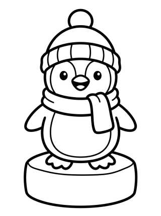 Desenho de Pinguim Fofo no Gelo para colorir e imprimir grátis