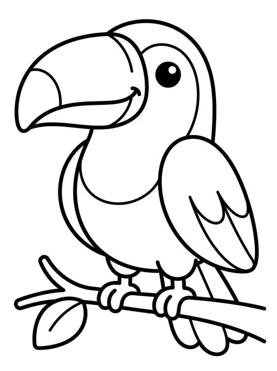 Desenho de Tucano Fofo da Floresta para colorir e imprimir grátis