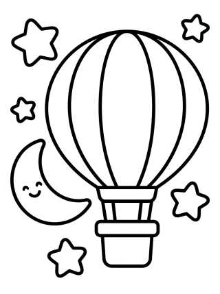 Desenho de Balão das Estrelas e da Lua para colorir e imprimir grátis