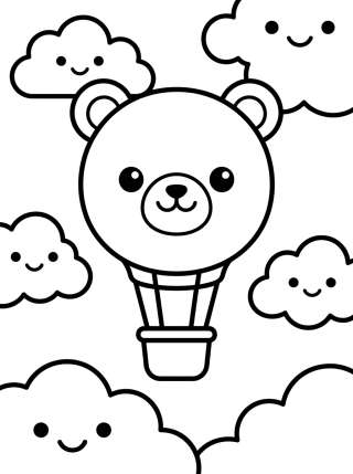 Coleção de desenhos para colorir: Viagem Encantada de Balão e Céu