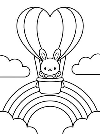 Desenho de Coelhinho no Balão de Coração para colorir e imprimir grátis