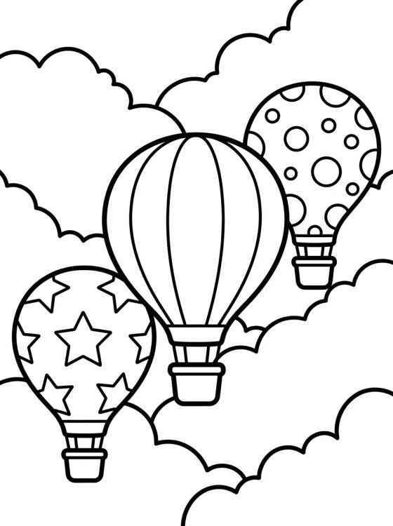 Festival de Balões Coloridos nas Nuvens para colorir Desenho de Festival de Balões Coloridos nas Nuvens para colorir e imprimir grátis