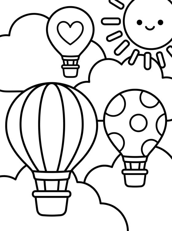 Desenho de Festival de Balões nas Nuvens para colorir e imprimir grátis