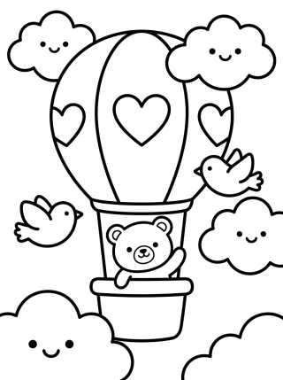 Ursinho de Balão no Céu para colorir Desenho de Ursinho de Balão no Céu para colorir e imprimir grátis