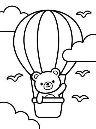 Ursinho de Balão no Céu para colorir Desenho de Ursinho de Balão no Céu para colorir e imprimir grátis