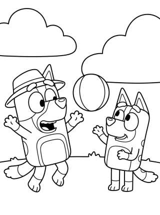 Desenho de Bandit e Chilli Brincando com Bola para colorir e imprimir grátis