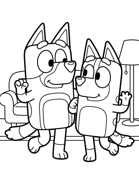 Desenho de Bandit e Chilli Dançando para colorir e imprimir grátis