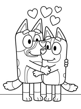 Desenho de Bandit e Chilli Dando um Abraço Fofo para colorir e imprimir grátis