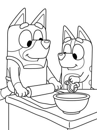 Desenho de Bandit e Chilli na Cozinha para colorir e imprimir grátis