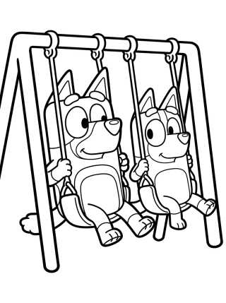 Bandit e Chilli no Parquinho para colorir Desenho de Bandit e Chilli no Parquinho para colorir e imprimir grátis