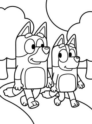 Bandit e Chilli Passeando no Parque para colorir Desenho de Bandit e Chilli Passeando no Parque para colorir e imprimir grátis