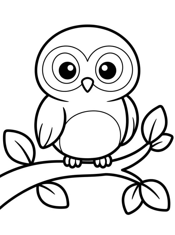Desenho de Corujinha Bebê no Galho para colorir e imprimir grátis