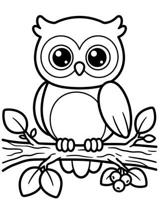 Desenho de Corujinha no Galho para colorir e imprimir grátis
