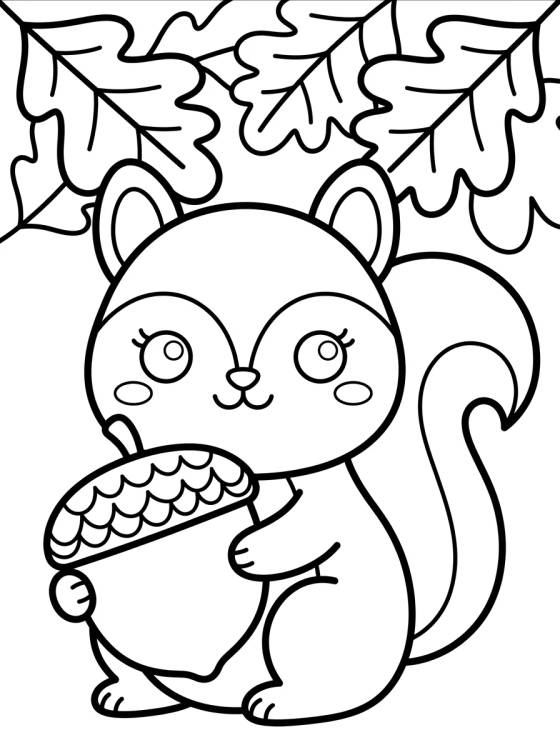 Esquilinho com Noz de Carvalho para colorir Desenho de Esquilinho com Noz de Carvalho para colorir e imprimir grátis