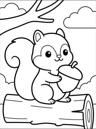 Esquilo Fofo com Noz para colorir Desenho de Esquilo Fofo com Noz para colorir e imprimir grátis