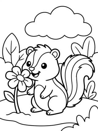 Desenho de Gambazinho Fofo com Flor para colorir e imprimir grátis