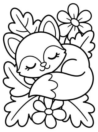 Desenho de Raposinha Adormecida para colorir e imprimir grátis