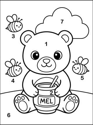 Ursinho com Pote de Mel para colorir Desenho de Ursinho com Pote de Mel para colorir e imprimir grátis
