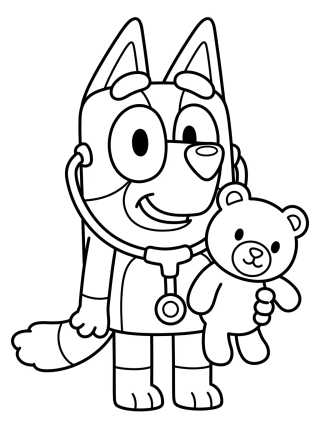 Desenho de Bingo Brincando de Médica para colorir e imprimir grátis