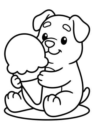 Desenho de Bingo Comendo Sorvete para colorir e imprimir grátis