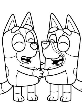 Desenho de Bingo e Bluey Brincando para colorir e imprimir grátis