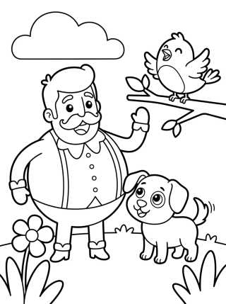 Desenho de Bita Brincando com Animais para colorir e imprimir grátis