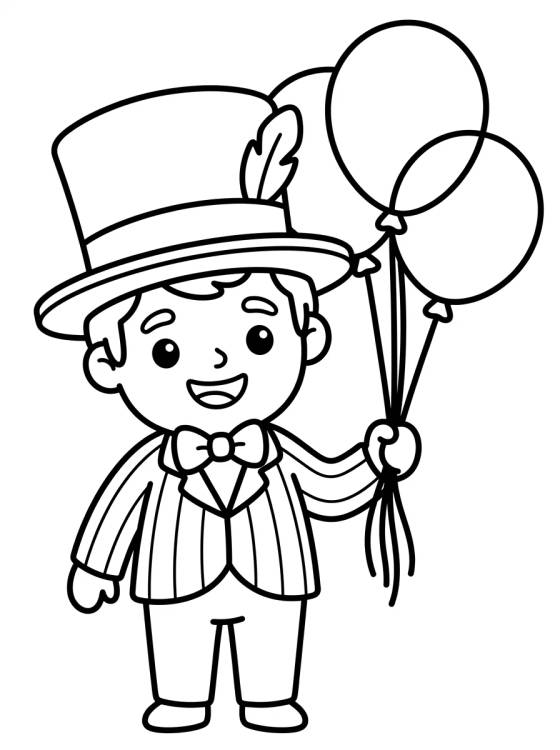 Desenho de Bita com Cartola e Balões para colorir e imprimir grátis
