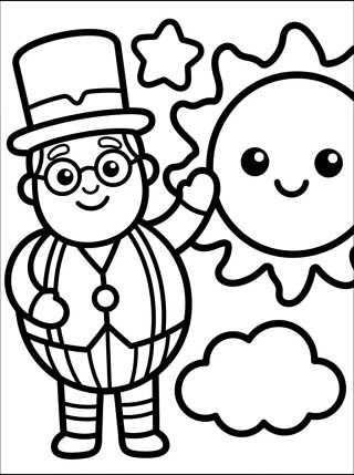 Bita com Sol Sorridente para colorir Desenho de Bita com Sol Sorridente para colorir e imprimir grátis