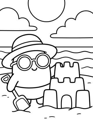 Desenho de Bita de Férias na Praia para colorir e imprimir grátis