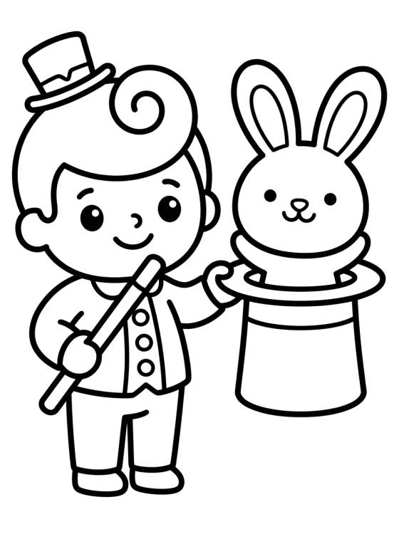 Desenho de Bita Tirando Coelho da Cartola para colorir e imprimir grátis