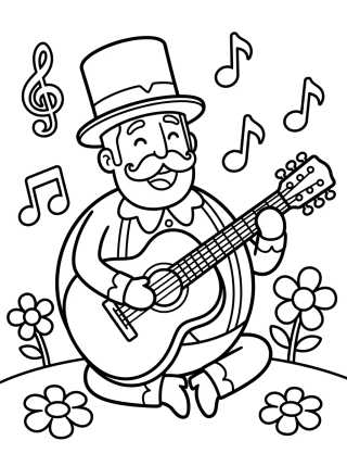 Desenho de Bita Tocando Violão para colorir e imprimir grátis