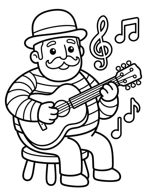 Bita Tocando Violão para colorir Desenho de Bita Tocando Violão para colorir e imprimir grátis