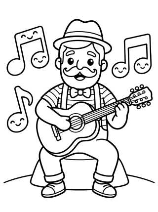 Desenho de Bita Tocando Violão para colorir e imprimir grátis